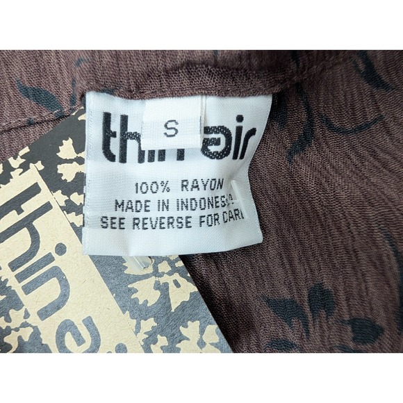 Thin Air Brown Blouse Womens Brown Floral Long Sleeve Rayon Top Boho Size Small - Picture 8 of 10